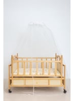 سرير أطفال خشبي / مهد مع درج تخزين وعجلات - ارتفاع...