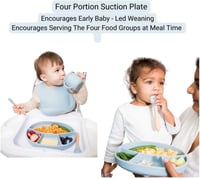 مجموعة اطعام اطفال من السيليكون مكونة من6 قطع، طبق...