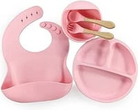 مجموعة اطعام اطفال من السيليكون مكونة من6 قطع، طبق...