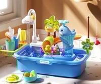 لعبة غسيل الأطباق والمطبخ للأطفال مع صنبور ماء وسل...