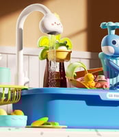 لعبة غسيل الأطباق والمطبخ للأطفال مع صنبور ماء وسل...