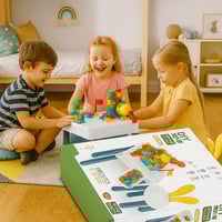 طاولة المكعبات الذكية للأطفال – 130 قطعة من المرح...