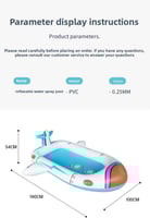 مسبح نفخ للأطفال بشكل صاروخ مع رشاش ماء