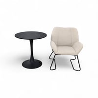 طقم جلسة كوفي فاخر 1+4 مع طاولة MDF على قاعدة حديد