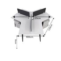 وحدة عمل ثلاثي خشب بقاعدة حديد مع 3 كمدينات