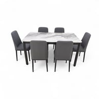 طقم سفرة طعام رخامية 1+6 مع كراسي جلد فاخرة