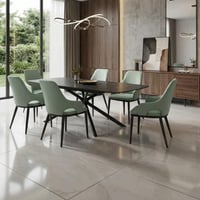 طقم جلسة طعام بورسلان قابل للتكبير – مع 8 كراسي سع...