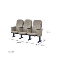كرسي قاعات ثلاثي متحرك قابل للطي بقاعدة حديد وتكاي...
