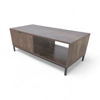 طاولة خدمة خشبية بنية بقاعدة حديد أنيقة