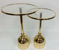 طقم طاولة خدمة زجاجي على استيل ذهبي