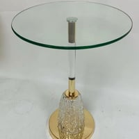 طاولة خدمة زجاجي على استيل ذهبي