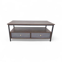 طاولة خدمة خشب مع قاعدة حديد بتصميم عصري