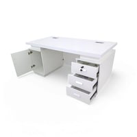 طاولة مكتب بأدراج جانبية وملحق مع سحاب خشب MDF لون...