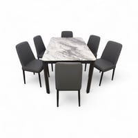 طقم سفرة طعام رخامية 1+6 مع كراسي جلد فاخرة