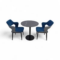 جلسة كونسنت كافيه كرسيين قماش أزرق وطاولة بقاعدة ح...