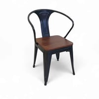 كرسي معدن بمقعد خشب انيق من كونسنت لون اسود