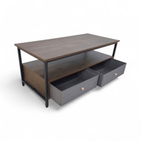 طاولة خدمة خشب مع قاعدة حديد بتصميم عصري