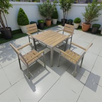 طقم جلسة خارجية 1+4 كراسي مع طاولة – لون خشبي أنيق