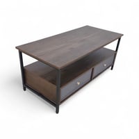 طاولة خدمة خشب مع قاعدة حديد بتصميم عصري