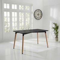 طقم جلسة طعام خشبي عصري مع 6 كراسي قماش