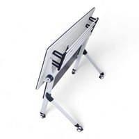 مكتب كمبيوتر قابل للطي مع عجلات، ، خشب ومعدن، أبيض...