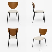 كرسي مطعم جلسه جلد قاعده معدن ظهر خشب لون خشبي على...