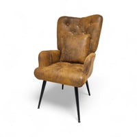 كرسي كوفي قماش شامواه قاعدة حديد لون بني