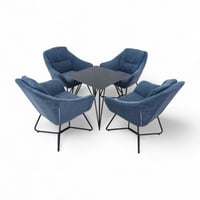 طقم جلسة كوفي قماش فاخر على قاعدة حديد مع طاولة سط...