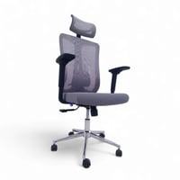 كرسي مكتب متحرك مريح جلسة قماش ظهر شبك لون رصاصي