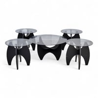 طقم طاولات خدمة 5 قطع اسود قزاز