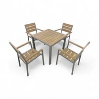 طقم جلسة خارجية 1+4 كراسي مع طاولة – لون خشبي أنيق