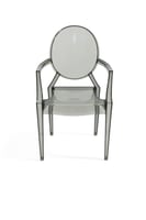 كرسي انتظار بلاستيك شفاف بلون دخاني أنيق