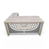 طاولة مكتب شكل مميز وملحق خشب MDFو كمدينة لون كمون...