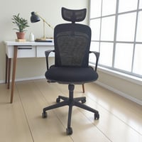 كرسي مكتب دوار ظهر شبك جلسه قماش لون اسود