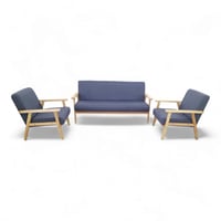 طقم جلسة قماش على خشب