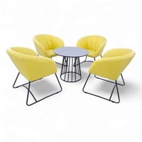 طقم جلسة 1+4 بتصميم عصري – كراسي قماش على قاعدة حد...