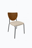 كرسي مطعم جلسه جلد قاعده معدن ظهر خشب لون خشبي على...