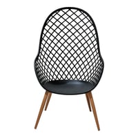 كرسي بلاستيك فيبر بظهر طويل وقاعدة حديد لون أسود