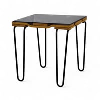 طاولة خدمة تركي سطح قزاز لون بني