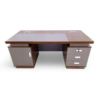 طاولة مكتب بأدراج جانبية وملحق خشب MDF لون بني سعر...