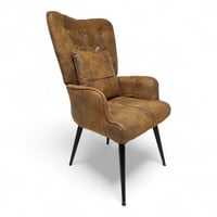 كرسي كوفي قماش شامواه قاعدة حديد لون بني