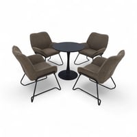 طقم جلسة كوفي فاخر 1+4 مع طاولة MDF على قاعدة حديد