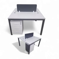 مكتب عمل ثنائي مع 2 كمدينة لون ابيض على رصاصي خشب...