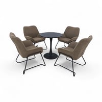 طقم جلسة كوفي فاخر 1+4 مع طاولة MDF على قاعدة حديد