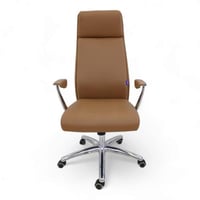 كرسي دوار جلد بني فاخر ظاهر طويل