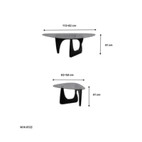 طقم طاولات خدمة قزاز أسود راقي بقاعدة خشب