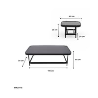 طقم طاولات خدمة 5 قطع بسطح زجاج على قاعدة حديد أسو...