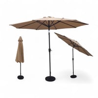 مظلة قماش على حديد برأس متحرك وقاعدة تثبيت صب