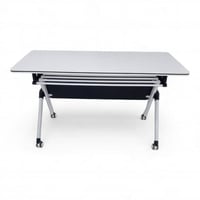 مكتب كمبيوتر قابل للطي مع عجلات، ، خشب ومعدن، أبيض...