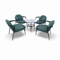 جلسة مقهى راقية 1+4 – طاولة أنيقة مع كراسي قماش بل...